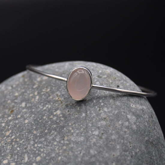 Bracelet jonc en argent et quartz rose